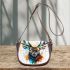Stag head colorful ink painting saddle bag