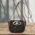 Steampunk panda with top hat and monocle holding saddle bag