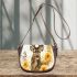 Stunning beautiful deer with yellow roses painted saddle bag