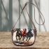 Three horses galloping in the wind saddle bag