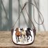 Three horses galloping in the wind saddle bag