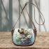 Tranquil waterside retreat with curious dog Saddle Bags for Women: Perfect Gift for Girlfriend, Wife, Daughter