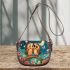 Two cute cartoon owls in love saddle bag