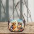 Two cute owls sitting on flowers saddle bag