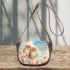 Two cute owls sitting on flowers with colorful butterflies saddle bag