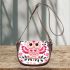 Valentine's day cute pink owl with flowers and heart saddle bag