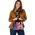 Vertical ai illustration of colorful butterflies shoulder handbag