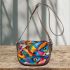 Vibrant and colorful painting of fish saddle bag