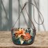 Vibrant Geometric Floral Arrangement Saddle Bag