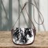 Watercolor black and white horses saddle bag