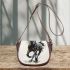 Watercolor black horse saddle bag