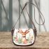 Watercolor deer with flowers saddle bag