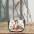 Watercolor deer with flowers saddle bag