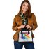 Watercolor horse in rainbow colors shoulder handbag