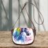 Watercolor horse in rainbow colors saddle bag