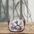 Watercolor painting of butterflies and flowers saddle bag