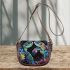 Watercolor painting of two sea turtles kissing saddle bag