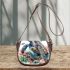 Watercolor sea turtle with coral reef and fish saddle bag