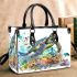 Watercolor sea turtle with coral reef and fish small handbag