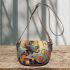 Whimsical cat in colorful harmony Saddle Bags for Women: Perfect Gift for Girlfriend, Wife, Daughter