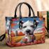 Whimsical pooch coffee-loving canine in the fall small handbag