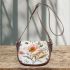 White floral print with bees and flowers 3d saddle bag