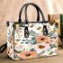 White floral print with bees and flowers small handbag