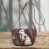 white rabbit with dream catcher Saddle Bag