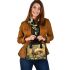 Whitetailed buck standing in meadow with daisies shoulder handbag