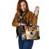 A Shiba Inu Story 4 Leather Tote Bag