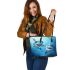 A World of Cuteness and Laughter with Darling Cartoon Sharks Leather Tote Bag