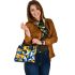 Abstract blue and yellow geometric masterpiece shoulder handbag