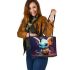 Adorable baby dragon leather tote bag