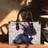 Adorable black rabbit with pink ears small handbag
