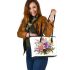 Assorted lily bouquet leather tote bag