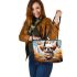 Autumnal canine cosplay leather tote bag