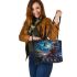 Bengal Cat in Celestial Realms 3 Leather Tote Bag