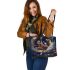 Bengal Cat in Celestial Realms Leather Tote Bag