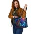 Bengal Cat in Magical Forests 3 Leather Tote Bag