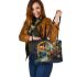 Bengal Cat in Magical Marketplaces 1 Leather Tote Bag