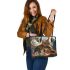 Bengal Cat in Mythical Beast Battles 1 Leather Tote Bag