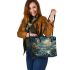 Bengal Cat in Mythical Realms Leather Tote Bag