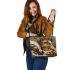 Bengal Cat in Relaxing Moments Leather Tote Bag