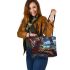 Bengal Cat in Retro Sci Fi Adventures Leather Tote Bag