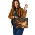 Bengal Cat in Romantic Scenarios Leather Tote Bag