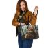 Bengal Cat in Steampunk Settings 2 Leather Tote Bag