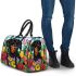 Black and tan dachshund dog surrounded by colorful tulips 3d travel bag