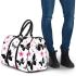 Black and white butterfly pattern with pink stars and flowers 3d travel bag