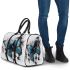 Blue butterfly with white flowers around 3d travel bag