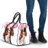 Brown and white king charles spaniel puppy with pink balloons 3d travel bag